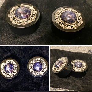 Silver Frame with a Blue Stone Acrylic Plugs 30mm